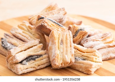 Puff Pastry Dessert With Jam And White Sugar Sprinkles