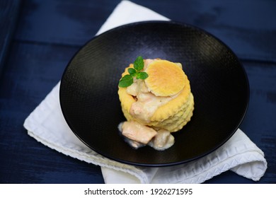 Puff Pastry Pie On Black Background