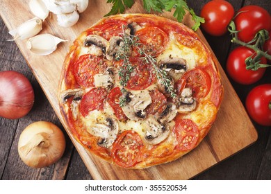 Puff Pastry Pizza Margherita With Cheese And Tomato