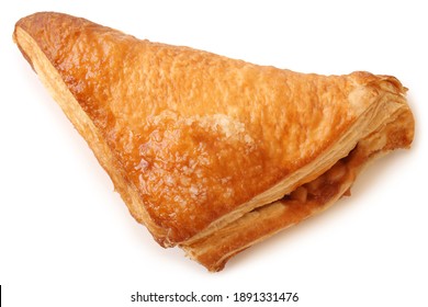 Puff pastry triangle filled with with jam on white background - Shutterstock ID 1891331476