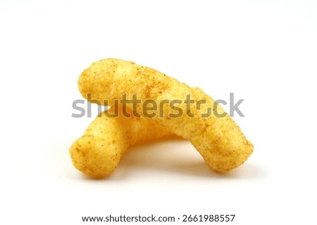 Puffed corn peanuts snacks isolated on white background.