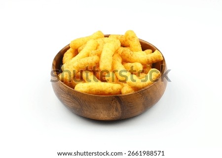 Puffed corn peanuts snacks isolated on white background.