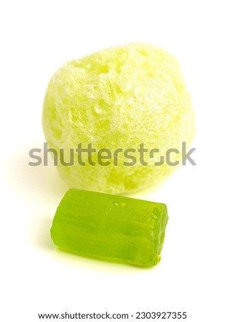 Puffed Freeze Dried Fruit Flavored Candy Isolated on a White Background