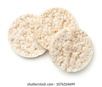 Puffed Rice Bread Isolated On White Background. Top View