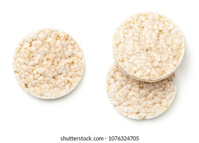 Puffed Rice Bread Isolated On White Background. Top View