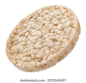 Puffed rice cake isolated on white background, full depth of field