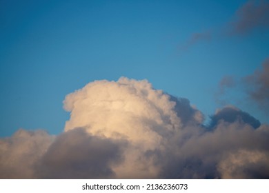Puffy white cloud on clear blue sky