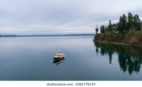 The Puget Sound from Tolmie State Park in Olympia, Washihngton - Shutterstock ID 2282778119