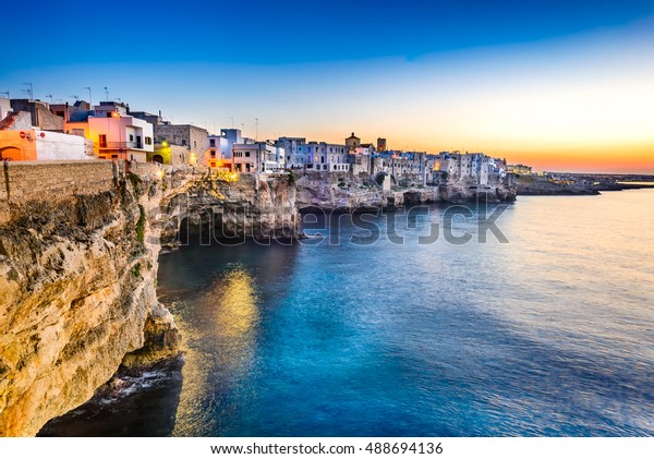 Puglia Italy Sunset Scenery Polignano Mare Stock Photo Edit Now