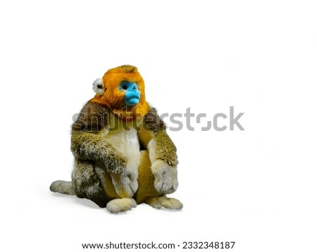 Pug-nosed golden monkey stuffed animal With isolated on white