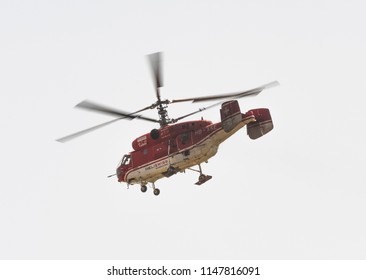 Puidoux, SWITZERLAND - August 2, 2018 : Kamov Ka-27 Helix Helicopter Who Is Flying Above The Lavaux