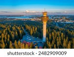 Puijo tower and panorama of Finnish town Kuopio.