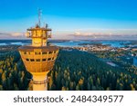 Puijo tower and panorama of Finnish town Kuopio.