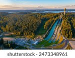 Puijo tower and Ski jumping sport complex in Finnish town Kuopio.