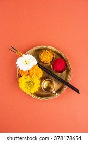 Puja Or Pooja Thali For Worshipping God In Hindu Religion