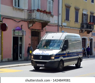 PULA CROATIA 05 22 2019:  Law Enforcement In Croatia Is The Responsibility Of The Police (Croatian: Policija), Which Is A Public Service Of The Ministry Of The Interior Of The Republic Of Croatia