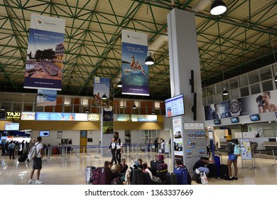 PULA, CROATIA - AUGUST 20, 2017: Airport Of Pula Town. Registration And Baggage Drop Zone.