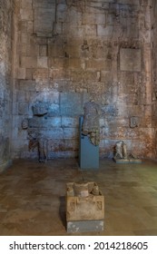 Pula, Croatia, July 30, 2020: Roman Artifacts At Temple Of Augustus In Pula, Croatia