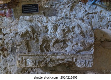 Pula, Croatia, July 30, 2020: Roman Artifacts At Temple Of Augustus In Pula, Croatia