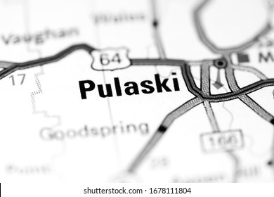 Pulaski. Tennessee. USA On A Map