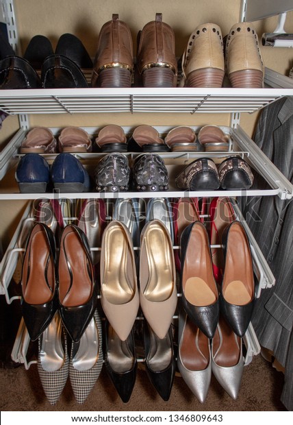 Pull Out Shoe Shelves Inside Closet Stock Photo Edit Now 1346809643