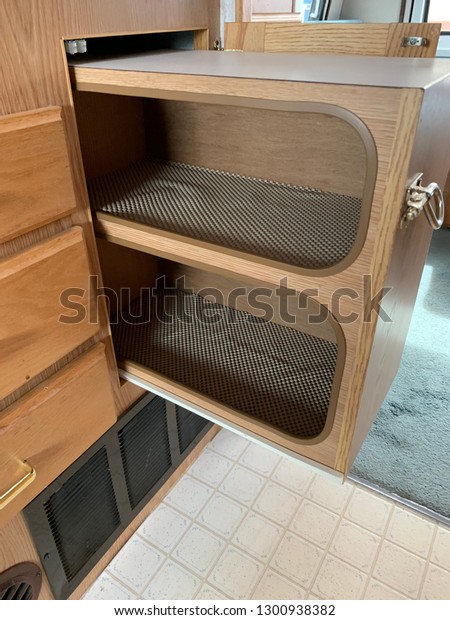 Pull Out Storage Shelves Countertop Recreational Stock Photo Edit