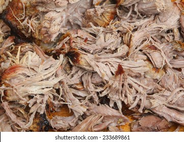 Pulled Pork Meat Freshly Shredded With Forks.