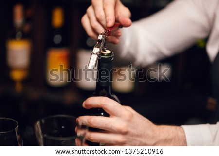 Similar – Image, Stock Photo Preparing to uncork a bottle of wine