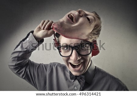 Pulling off the mask