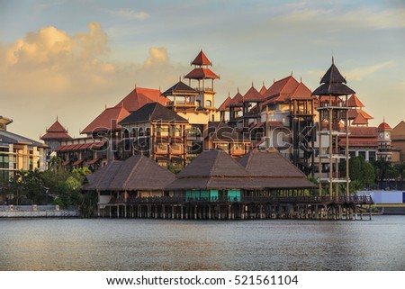 Pullman Restaurant Lakeside in evening time Putrajaya, Malaysia