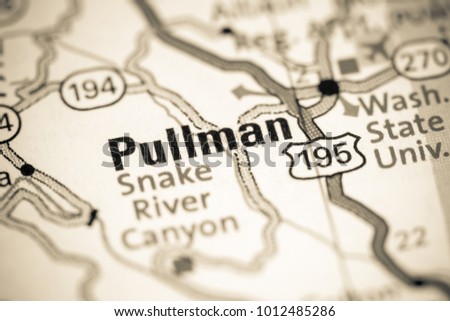 Pullman. Washington State on a map.