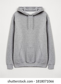 Pullover Hoodie Heather Grey Color, Isolated On Background