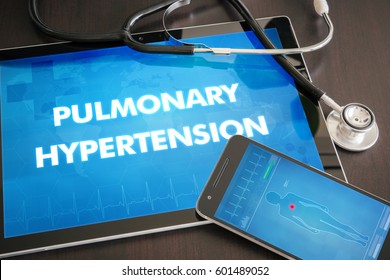 Pulmonary Hypertension (heart Disorder) Diagnosis Medical Concept On Tablet Screen With Stethoscope.