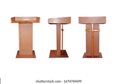 Pulpit made by wood on white background - Shutterstock ID 1674769699