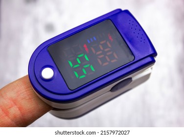 The Pulse Oximeter With Indicators. Measurement Of Blood Oxygen Saturation.