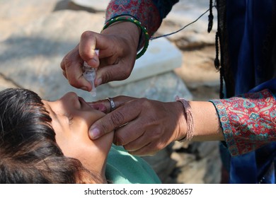 Pulse Polio Drops Are Being Given To Children, Rudraprayag Uttarakhand India Dated 2 February 2021