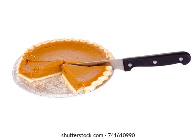 Pumkin Pie In A Dish Isolated On White