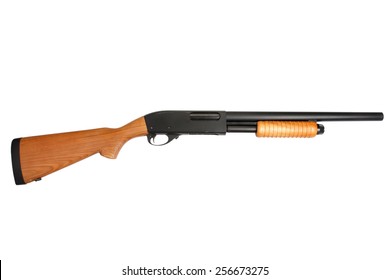 Pump Action Shotgun Isolated On White