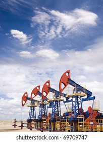 Pump Jacks On A Oil Field