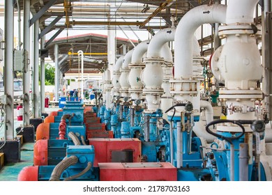 Pump Motor Oil And Pipeline Pressure Gauge Valves At Plant Pressure Safety Valve Station.