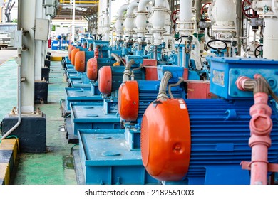 Pump Motor Oil And Pipeline Pressure Gauge Valves At Plant Pressure Safety Valve Station.