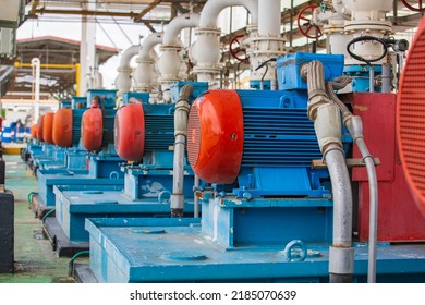 Pump Motor Oil And Pipeline Pressure Gauge Valves At Plant Pressure Safety Valve Station.