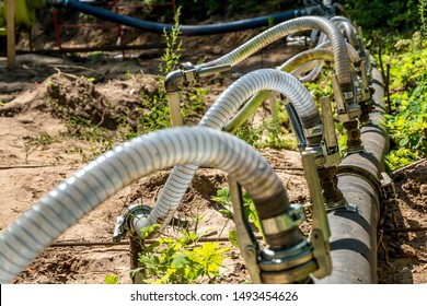 Pumping Station. Groundwater Drainage System Pumps Water Out Of The Ground