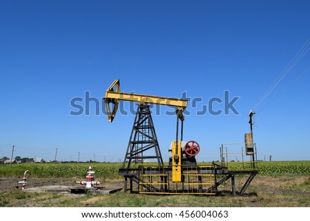 The pumping unit as the oil pump installed on a well. Equipment of oil fields.