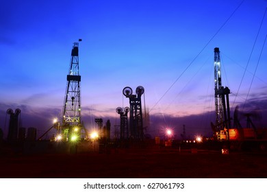 Pumping Unit Work Under Background Setting Stock Photo 624839108 ...