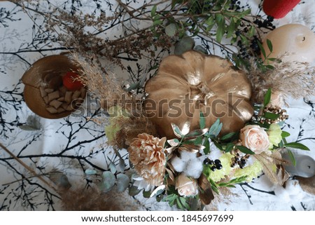 Similar – Image, Stock Photo Green Wellness with Massage Compress Herbs Ball and Flowers