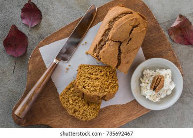 Pumpkin Bread With Honey Walnut Butter