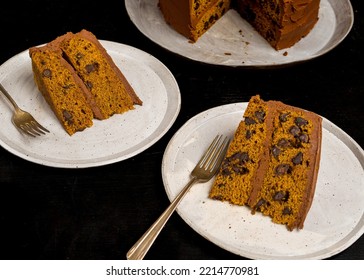 Pumpkin Cake With Chocolate Frosting