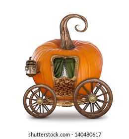 Pumpkin carriage isolated on white background