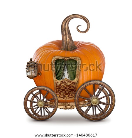Pumpkin carriage isolated on white background